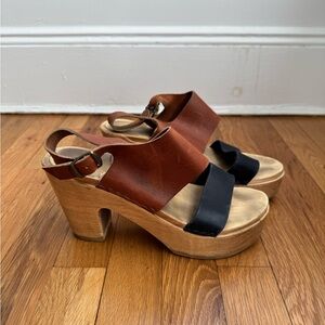 No. 6 Clog Sandals - Two Strap Platform - size 39